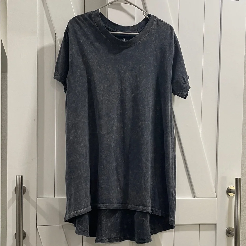 Free People Movement Blue Grey Tunic Leg Day Top XS Oversized Raw Edge - Picture 3 of 8
